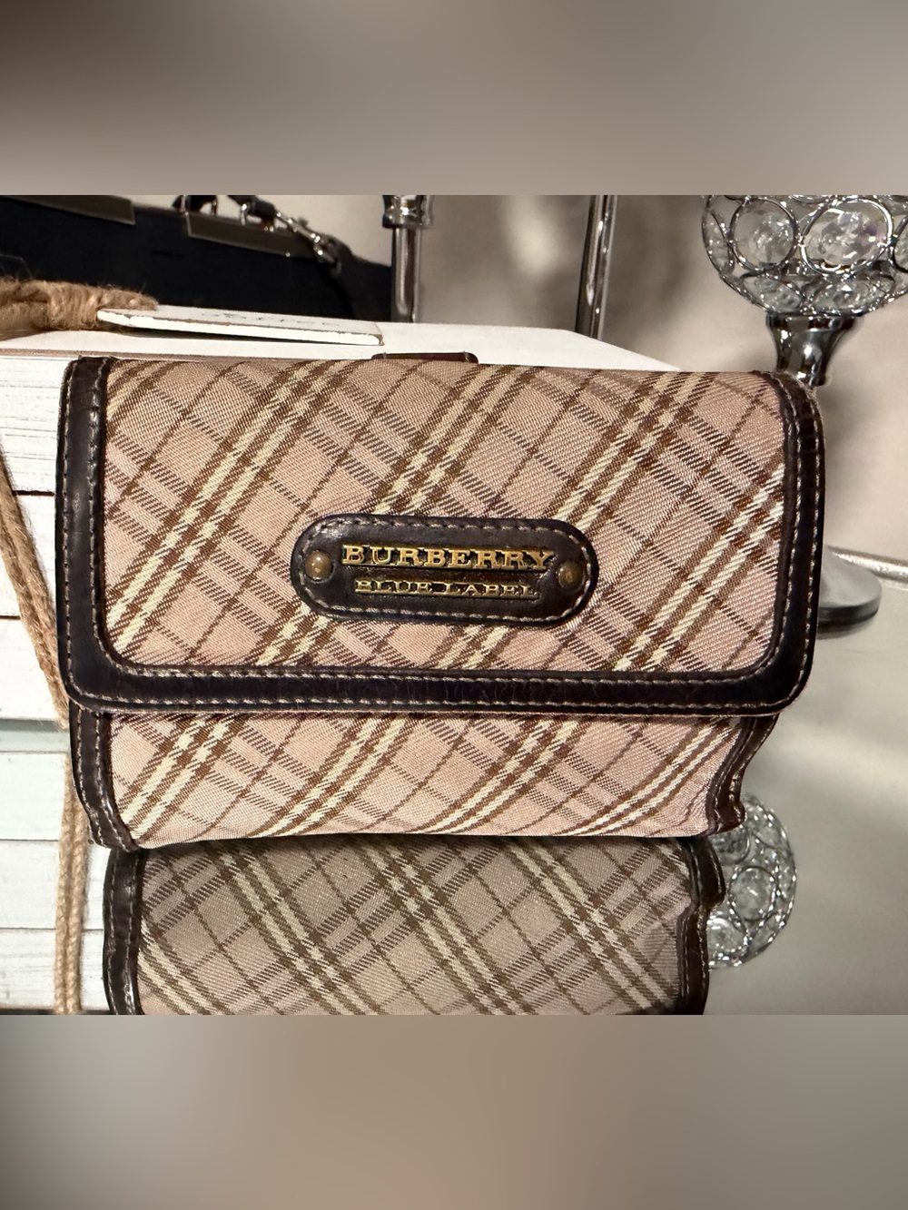 Vintage Burberry Blue Label Canvas Trifold Wallet - Classic Checked